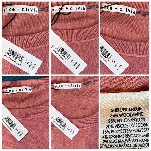 Alice + Olivia Bernetta Pink Cashmere Wool Blend Pullover Sweatshirt Sweater Top - Picture 15 of 17
